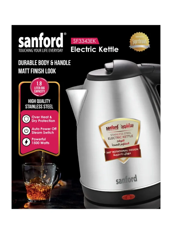 SANFORD Cordless Stainless Steel Kettle SF3343EK - Image 2