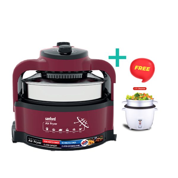 SANFORD Air Fryer 7 Liters SF2458AF Red + Free Rice Cooker SF1157RC worth Rs 1200 free