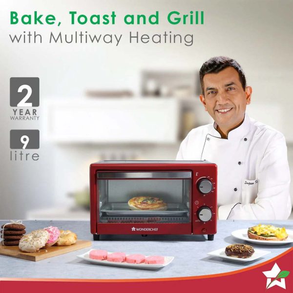 WONDERCHEF Oven Toaster Griller (OTG) Crimson Edge - 9 Litres - with Auto-shut Off, Heat-resistant Tempered Glass, Multi-stage Heat Selection, 2 Years Warranty, 650W, Red 63153420 (WON566) - Image 6
