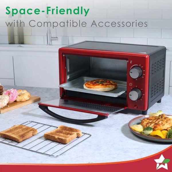WONDERCHEF Oven Toaster Griller (OTG) Crimson Edge - 9 Litres - with Auto-shut Off, Heat-resistant Tempered Glass, Multi-stage Heat Selection, 2 Years Warranty, 650W, Red 63153420 (WON566) - Image 3