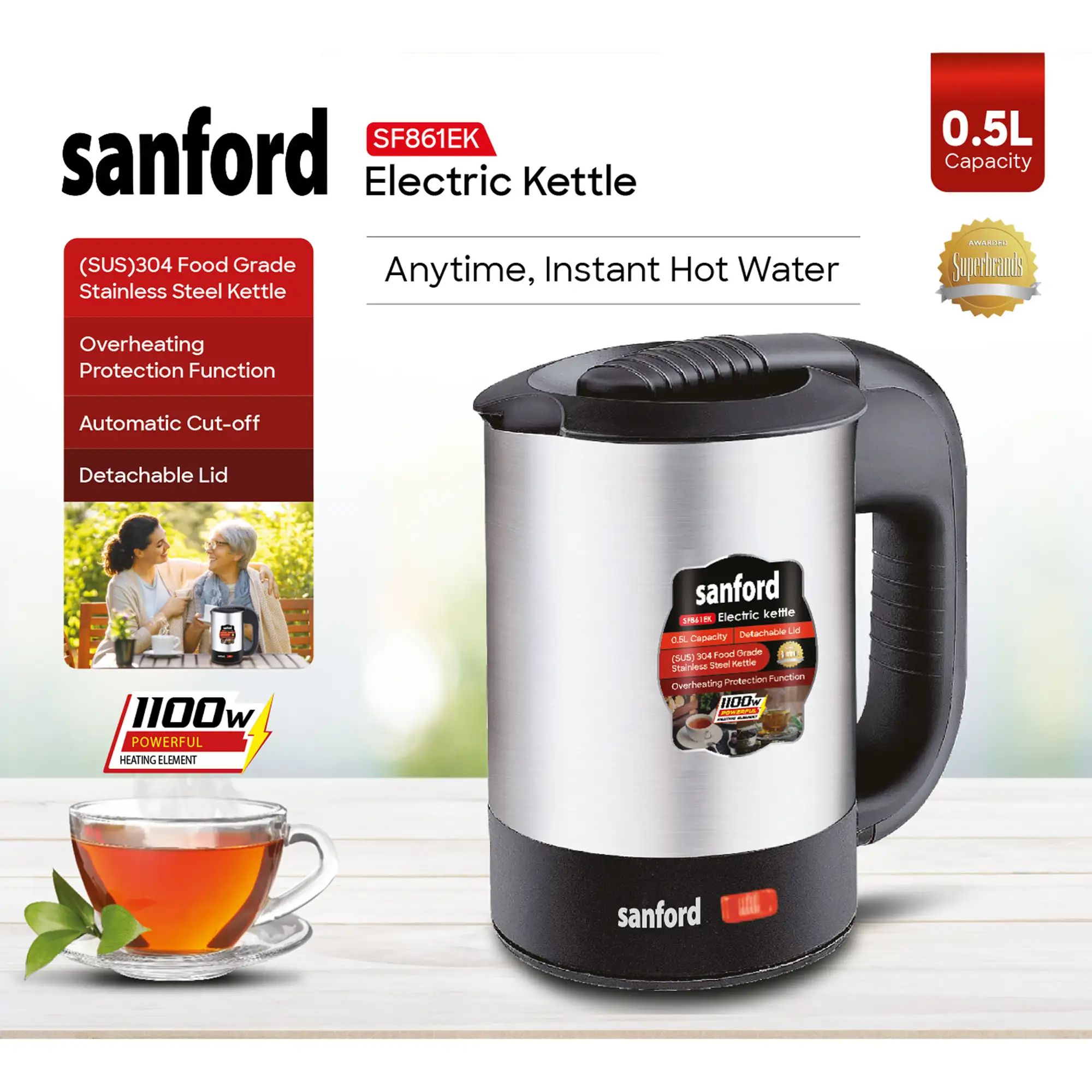 SANFORD Travel Kettle 0.5L SF861EK - Image 2