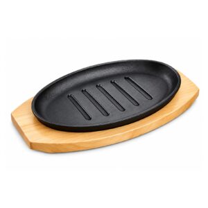 Sizzling Plate with wooden base 27x18cm (ABD10276)