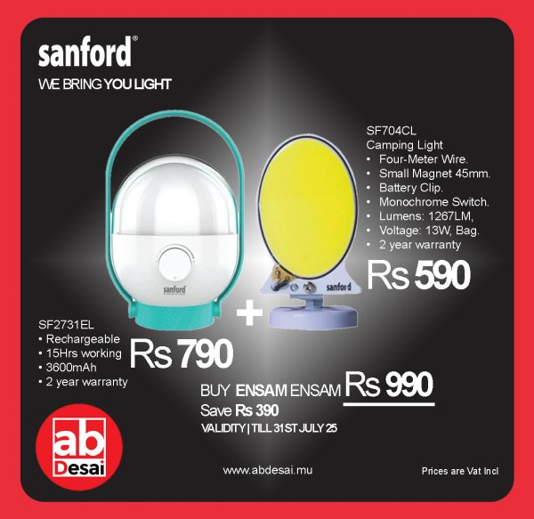 SANFORD Camping Light SF704CL + Rechargeable Emergency Lantern SF2731EL