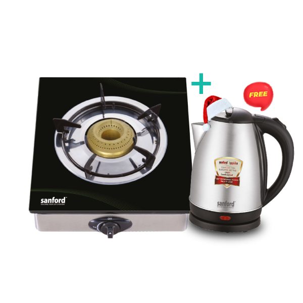 SANFORD Gas Stove Single Burner SF5114GC-A Black + Free Kettle Worth Rs 990 SF3343EK