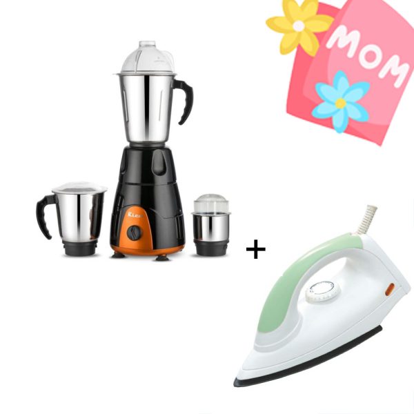 RICO Mixer Grinder MG123 Black/Orange 550W + Iron AI08