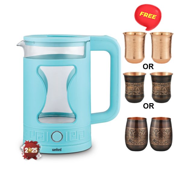 SANFORD Cordless Kettle SF3359EK Blue + Free pair of Dr Vedic Copper Glasses ( as per design available)