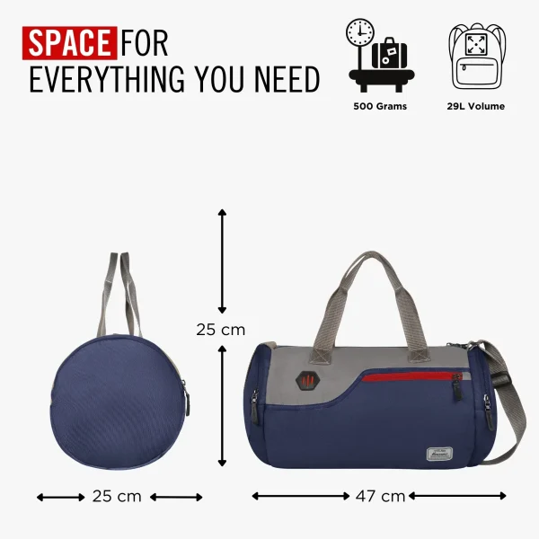 HARISSONS Casper Gym Duffle Navy Blue/Grey/Red - Image 3