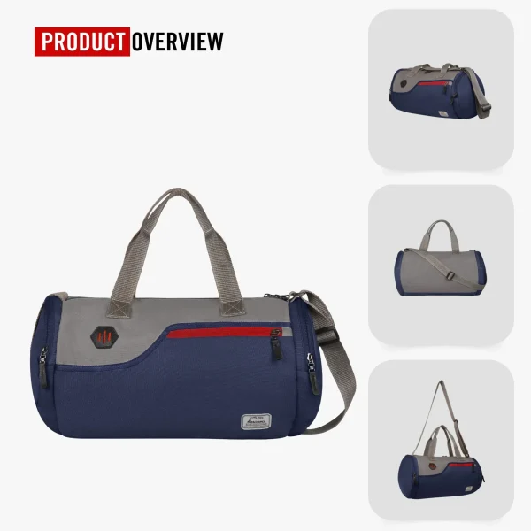 HARISSONS Casper Gym Duffle Navy Blue/Grey/Red - Image 4