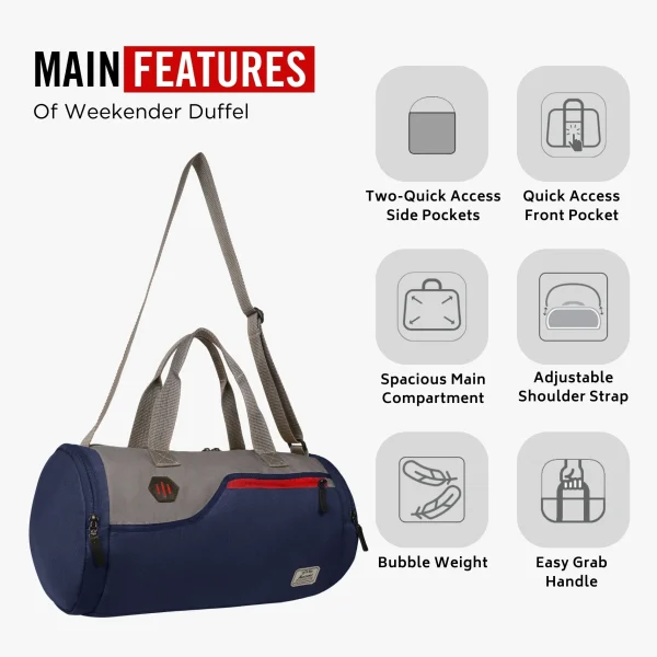 HARISSONS Casper Gym Duffle Navy Blue/Grey/Red - Image 5