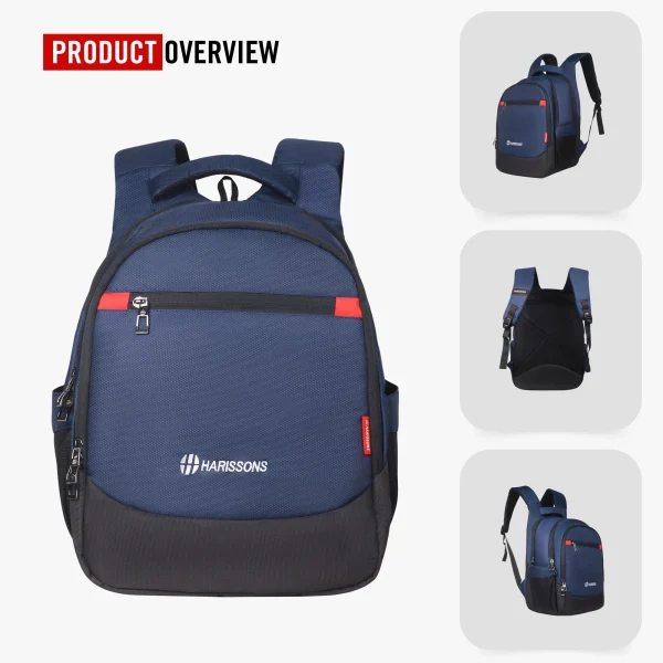 HARISSONS Stud Casual Laptop Backpack Navy Blue - Image 3