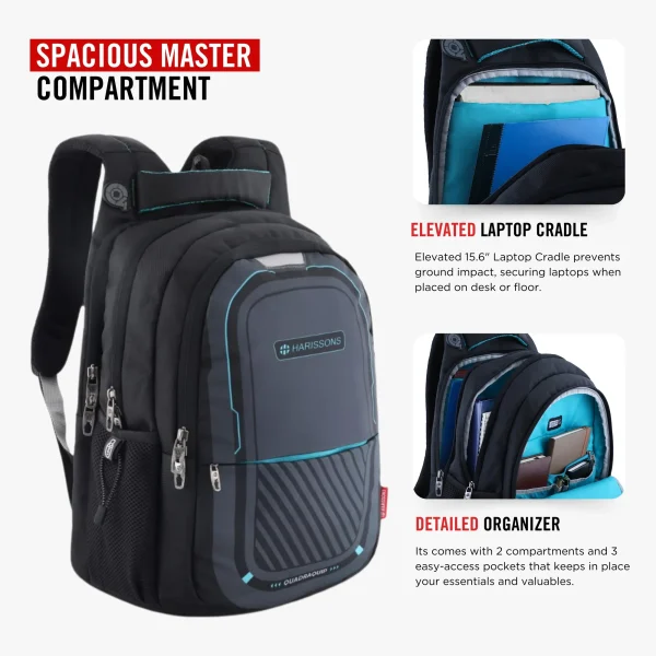 HARISSONS Verge Casual Laptop Backpack Black Teal - Image 5