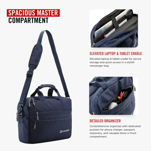 HARISSONS Jaunty LP Sling Casual Laptop Messenger Navy/Light Grey - Image 5