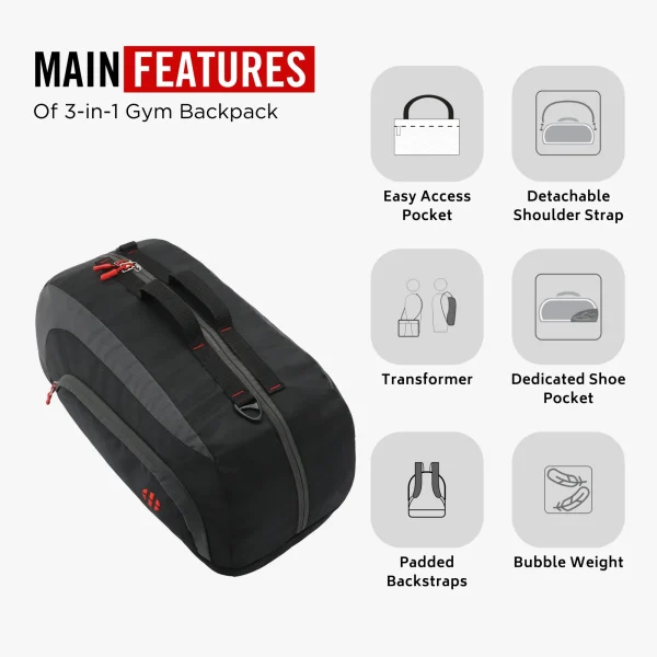 HARISSONS Jake Gym Duffle (3-in-1) Dark Grey - Image 3