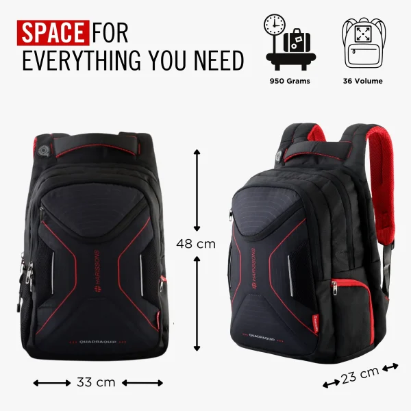 HARISSONS Glint Casual Laptop Backpack Black Red - Image 2
