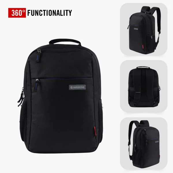 Harrisons NEMESIS Casual Laptop Backpack Blk RBlue - Image 3