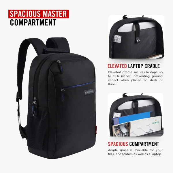 Harrisons NEMESIS Casual Laptop Backpack Blk RBlue - Image 5
