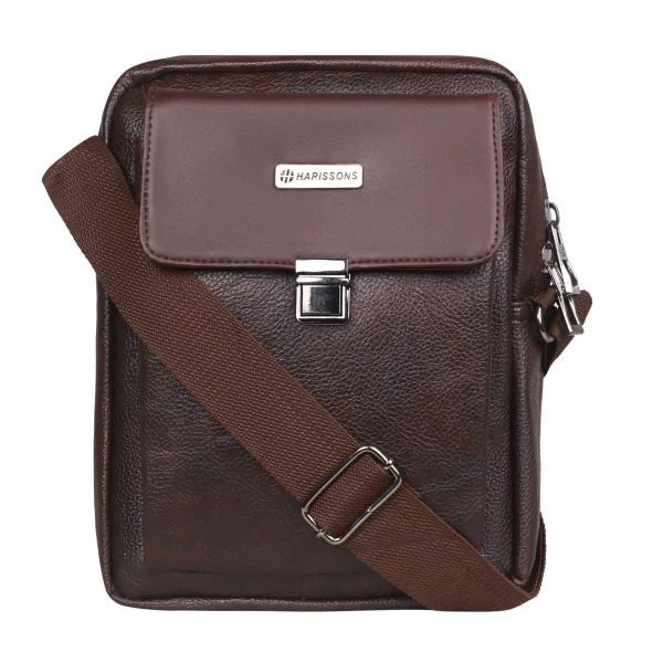 HARISSONS Suave PU Leather Small Sling Messenger Brown - Image 2
