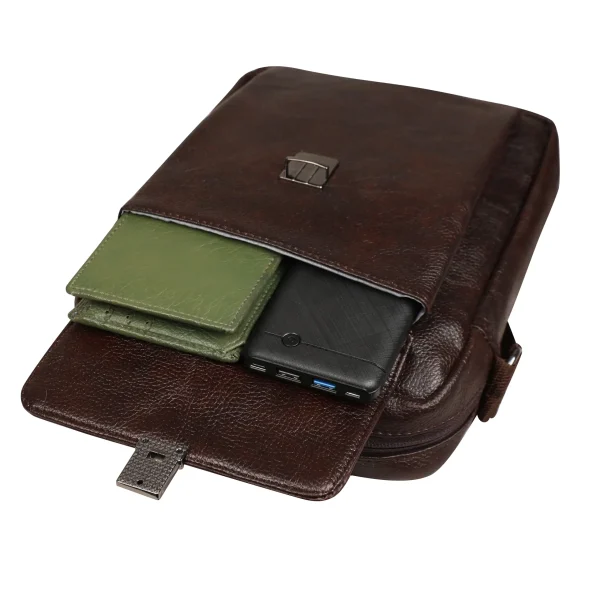 HARISSONS Suave PU Leather Small Sling Messenger Brown - Image 6