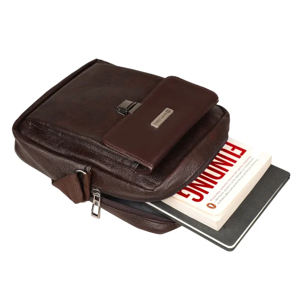 HARISSONS Suave PU Leather Small Sling Messenger Brown - Image 7