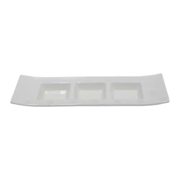 FLAMINGO Melamine 11.5"X3.5" 3-Section Tray, Pearl Leaf Design (FLM348) FL9050MW