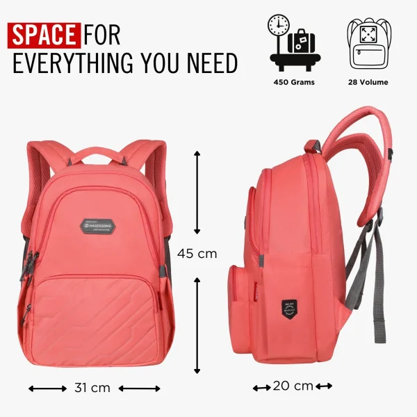 HARISSONS Zap Casual Backpack Coral/Light Grey - Image 2