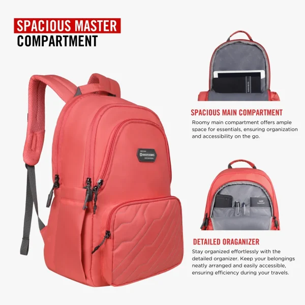 HARISSONS Zap Casual Backpack Coral/Light Grey - Image 5