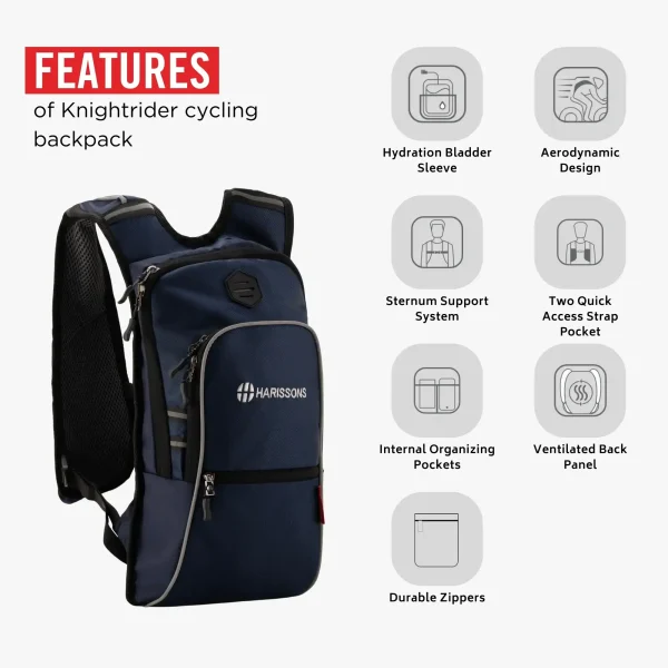 HARISSONS KNIGHTRIDER Cycling Backpack Navy Blue - Image 6