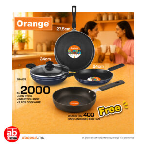 ORANGE Non-Stick 4pcs Gift Set HE-2 Induction Base (ORA155) + FREE ORA100 WORTH RS 400