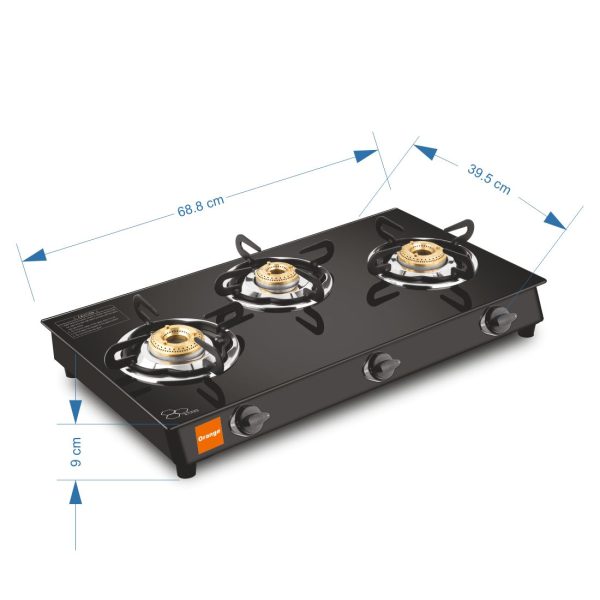 ORANGE Gas Stove Tempered Glass 3 Burners ELITE301 Automatic Ignition (ORA172) - Image 2