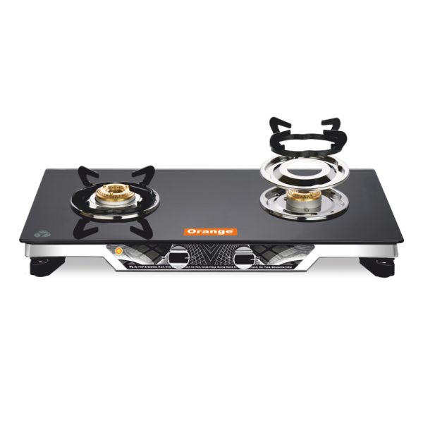 ORANGE Gas Stove Tempered Glass 2 Burners Automatic FLORA201 (ORA173)