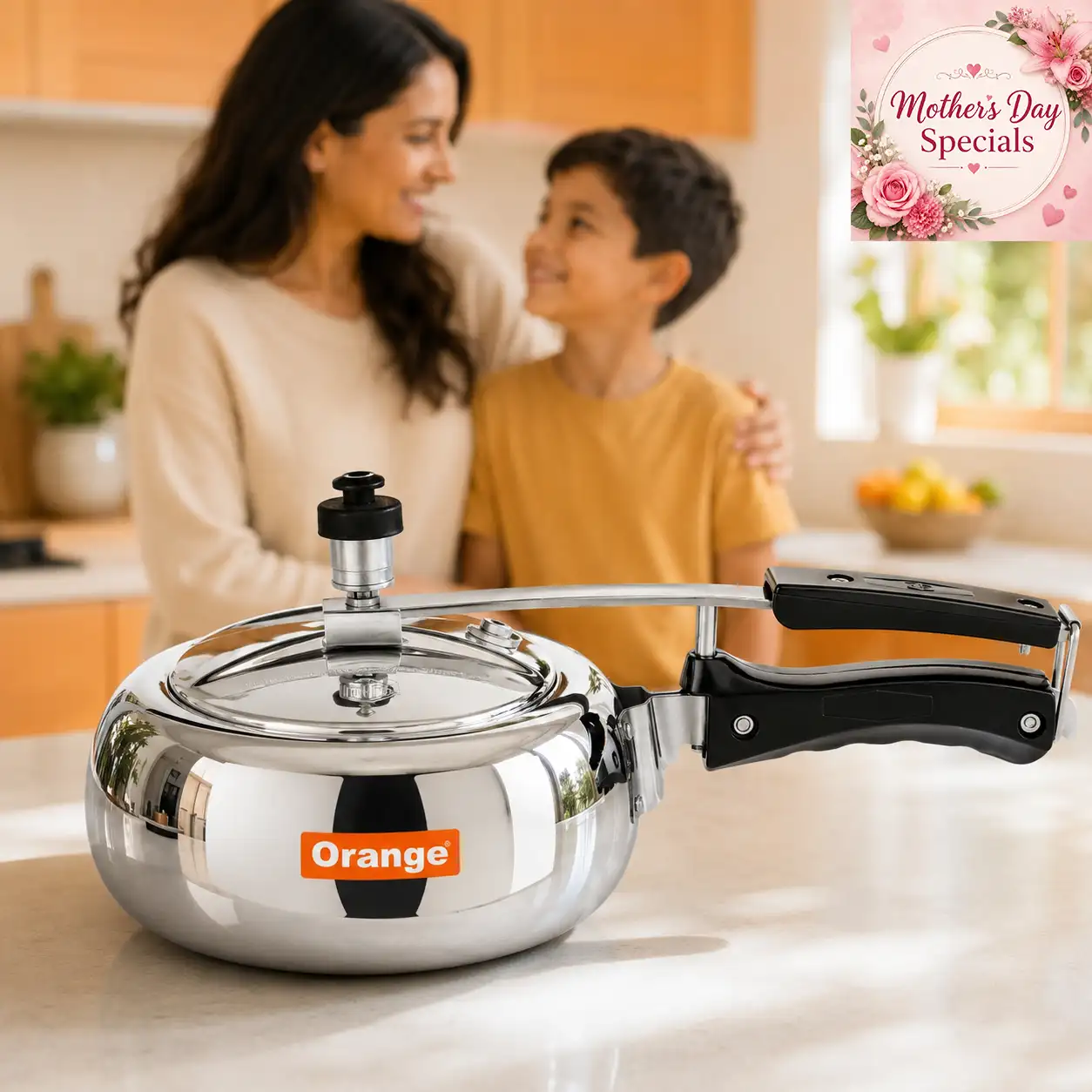 ORANGE Pressure Cooker Baleno Induction Base Aluminium Inner lid 5Lts 3.25mm (ORA177)