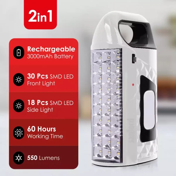 SANFORD Rechargeable Emergency Lantern SF473EL White Black - Image 3