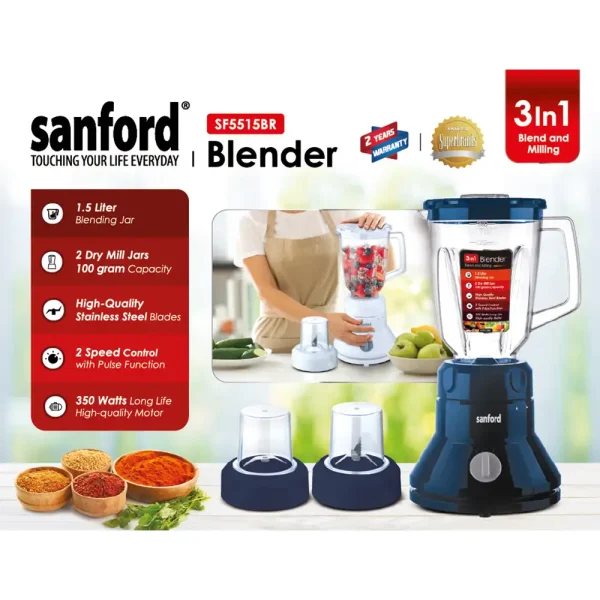 SANFORD Blender 3in1 SF5515BR Blue - Image 3