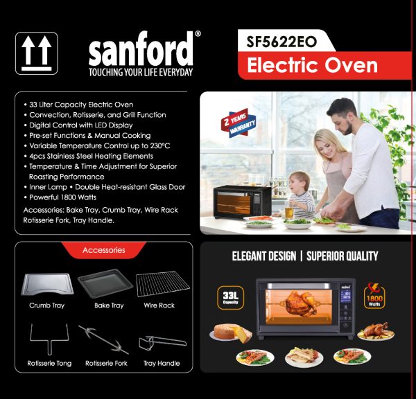 SANFORD Bundle Oven Toaster 33 Liters SF5622EO + SF5967BQ BBQ Grill - Image 11