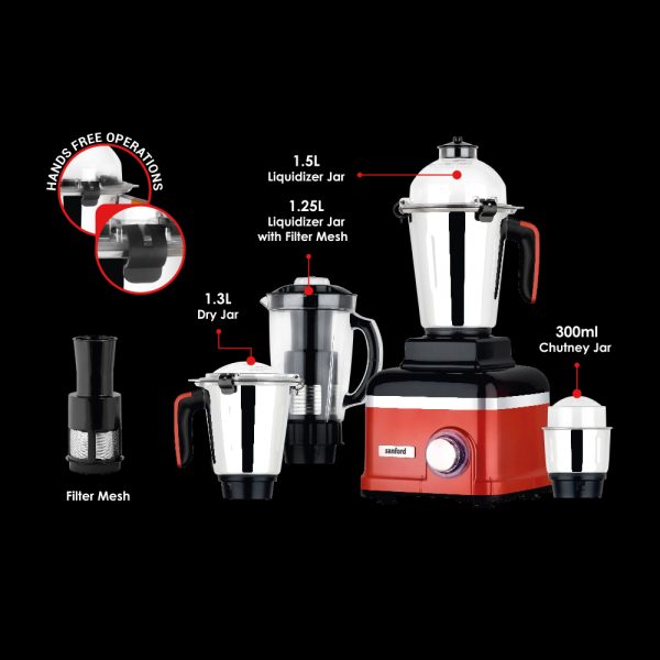 SANFORD Mixer Grinder 5in1 1000W SF5913GM Red - Image 2