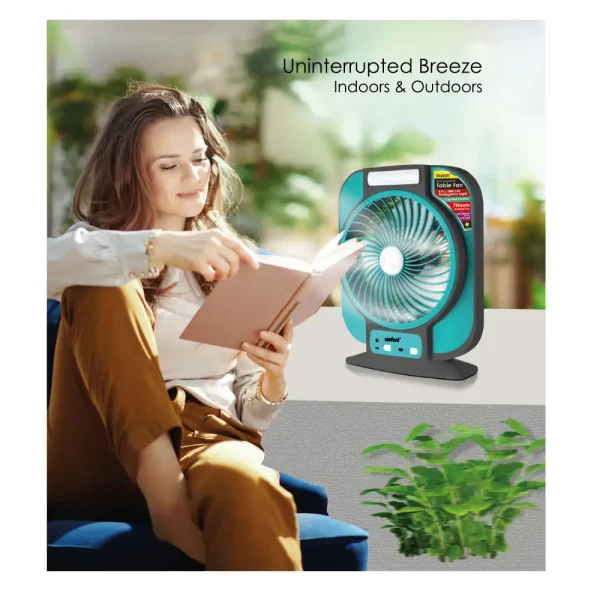 SANFORD Rechargeable Table Fan 7 inches SF6652RTF Green / Black + FREE SF936HFN Hand Fan worth Rs 690 - Image 4