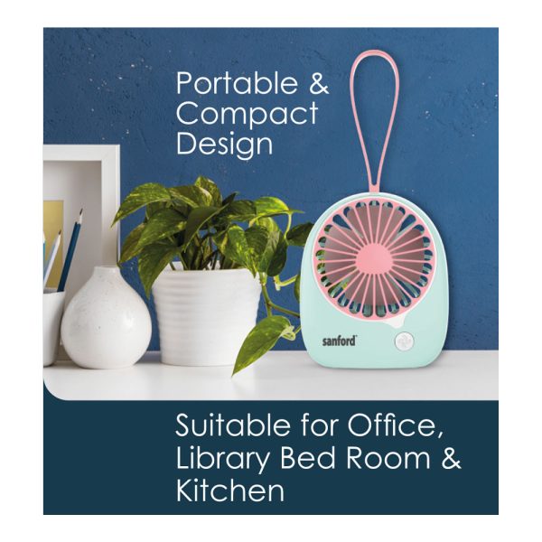 SANFORD Portable Rechargeable Fan SF6653MFN Green Pink - Image 3
