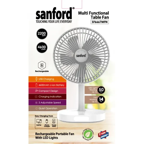 SANFORD Rechargeable Table Fan SF6667MFN - Image 3