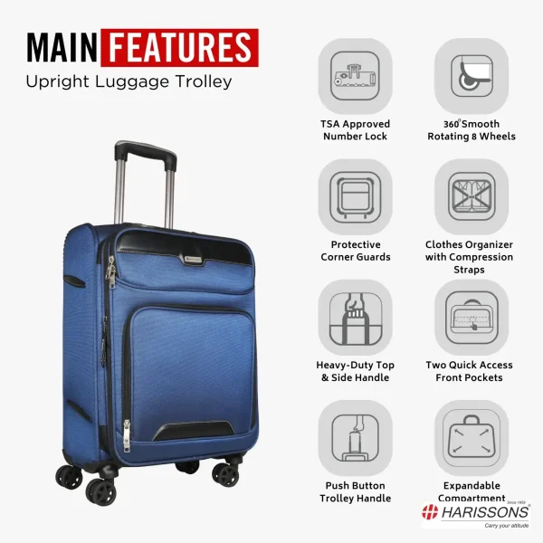 HARISSONS Stellar Cabin Luggage 20" Electric Blue - Image 3