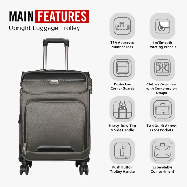 HARISSONS Stellar Cabin Luggage 20" Grey - Image 5