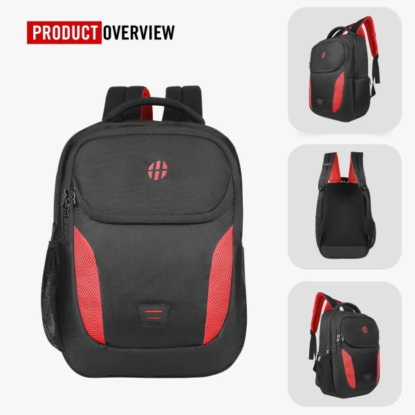 HARISSONS Spark Casual Laptop Backpack Black Red - Image 3