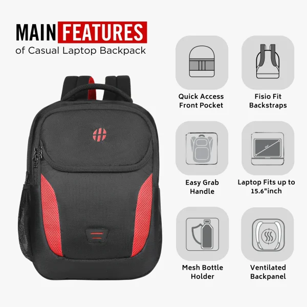 HARISSONS Spark Casual Laptop Backpack Black Red - Image 4