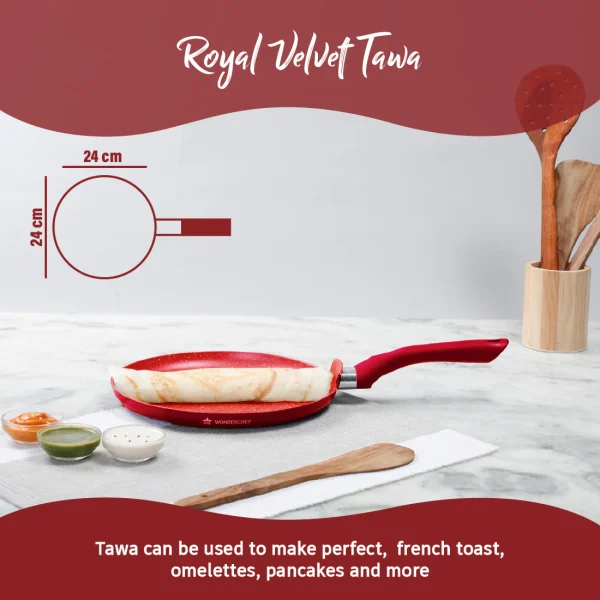 WONDERCHEF Royal Velvet Non-stick Cookware Set, Red 63152059 (WON044) + Free Peeler WON217-63152630 - Image 5