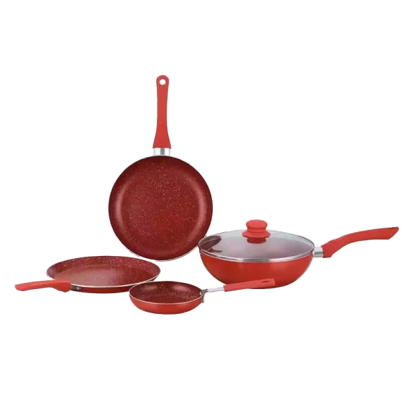 WONDERCHEF Royal Velvet Non-stick Cookware Set, Red 63152059 (WON044) + Free Peeler WON217-63152630