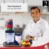 WONDERCHEF Nutri-blend Thunder Mixer, Grinder, Blender & Smoothie Maker | 1000W 22000 RPM 100% Full Copper Motor | SS 6-Blade Assembly | 2 Unbreakable Tritan Jars | 2 Years Warranty | Recipe Book By Chef Sanjeev Kapoor | Black Silver (WON462) - Image 7