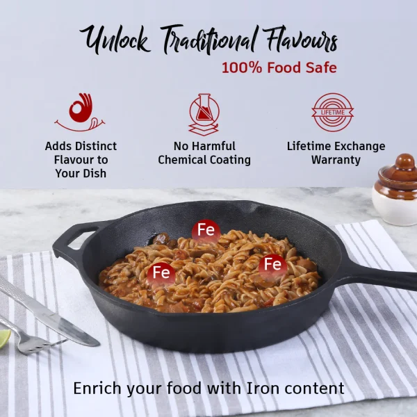 WONDERCHEF Forza Pre Seasoned 25 cm Cast Iron Fry Pan (WON668) 63153850 - Image 11