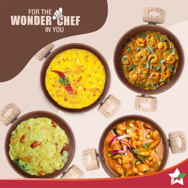 WONDERCHEF Non-Stick Duralife Die-cast 24cm|2.5L|4mm Kadhai with lid Copper 63154790 (WON693) - Image 3