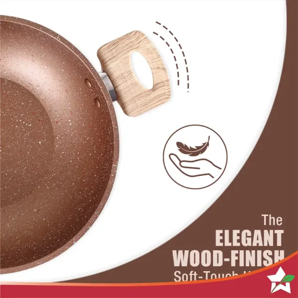 WONDERCHEF Non-Stick Duralife Die-cast 24cm|2.5L|4mm Kadhai with lid Copper 63154790 (WON693) - Image 5