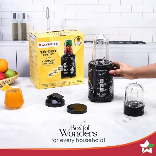 WONDERCHEF Nutri Blend Smart 3 Jar Automatic Mixer Grinder Black 500W WON714 - Image 2