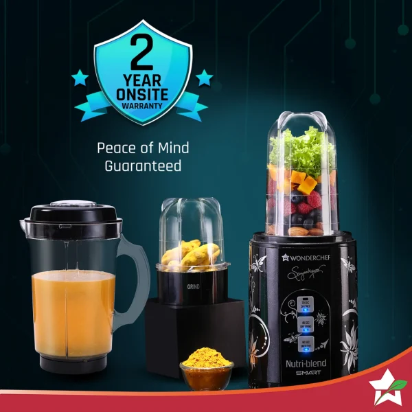 WONDERCHEF Nutri Blend Smart 3 Jar Automatic Mixer Grinder Black 500W WON714 - Image 11